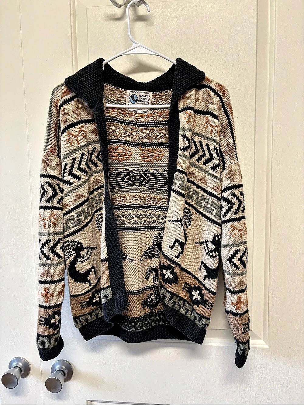 Planet Earth Imports Tribal Cardigan Hand Knit In Peru Size Small
